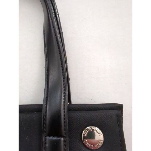 Nine West small Black Satchel Handbag Silver Snap closure on top 7 x 7 x 2.5 - Picture 3 of 10